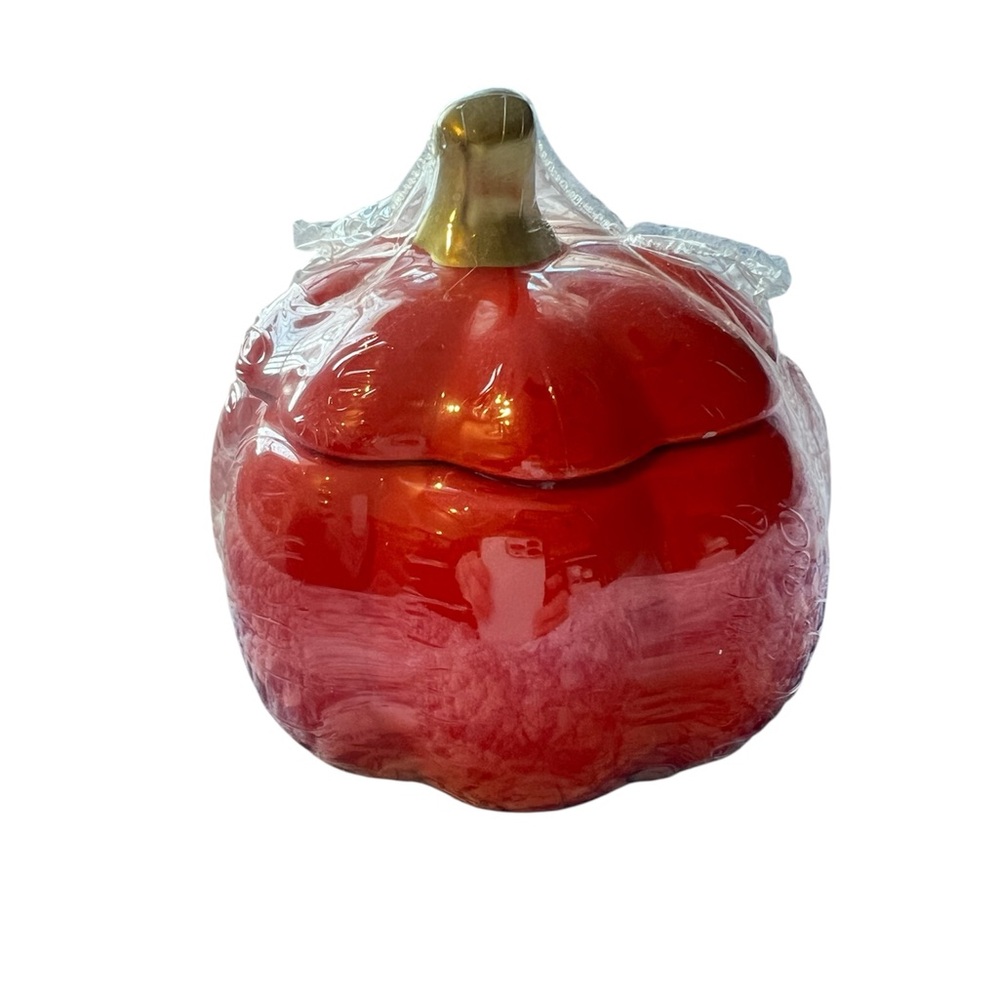 Orange Pumpkin-Shaped Ceramic Container